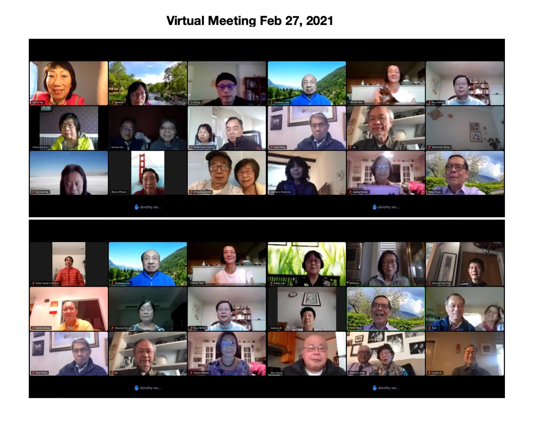 2021 Virtual Meeting on Zoom Feb 27, 2021